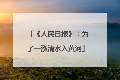 《人民日报》：为了一泓清水入黄河