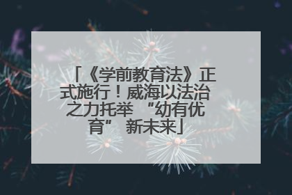 《学前教育法》正式施行！威海以法治之力托举 “幼有优育” 新未来