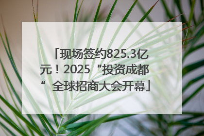 现场签约825.3亿元！2025“投资成都”全球招商大会开幕