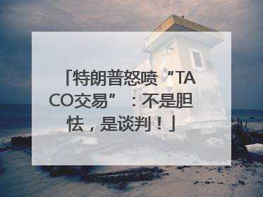 特朗普怒喷“TACO交易”：不是胆怯，是谈判！