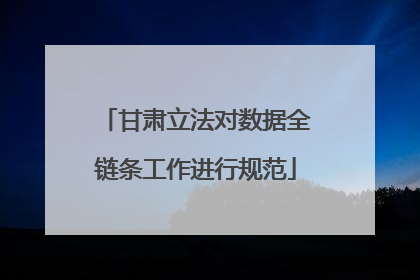 甘肃立法对数据全链条工作进行规范