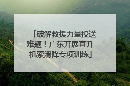 破解救援力量投送难题！广东开展直升机索滑降专项训练