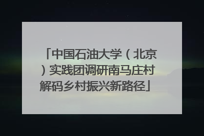 中国石油大学（北京）实践团调研南马庄村解码乡村振兴新路径