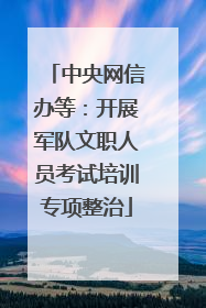 中央网信办等：开展军队文职人员考试培训专项整治
