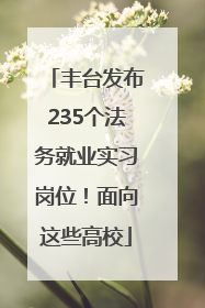丰台发布235个法务就业实习岗位！面向这些高校