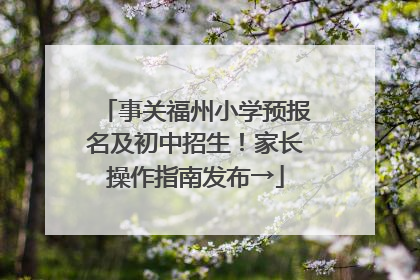 事关福州小学预报名及初中招生！家长操作指南发布→