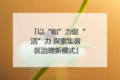 以“和”力促“活”力 探索集宿区治理新模式
