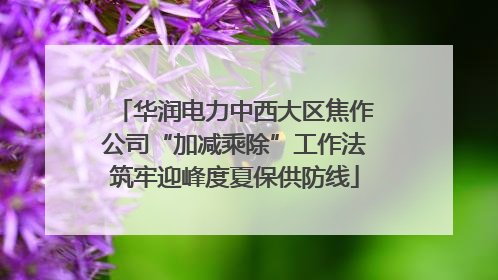 华润电力中西大区焦作公司“加减乘除”工作法筑牢迎峰度夏保供防线