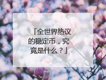 全世界热议的稳定币，究竟是什么？
