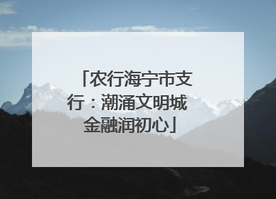 农行海宁市支行：潮涌文明城 金融润初心