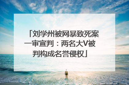 刘学州被网暴致死案一审宣判：两名大V被判构成名誉侵权