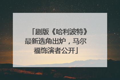 剧版《哈利波特》最新选角出炉，马尔福饰演者公开