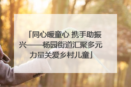 同心暖童心 携手助振兴——杨园街道汇聚多元力量关爱乡村儿童