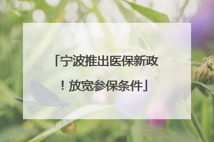 宁波推出医保新政！放宽参保条件