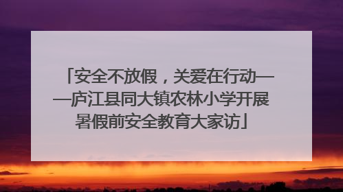 安全不放假，关爱在行动——庐江县同大镇农林小学开展暑假前安全教育大家访