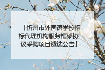 忻州市外国语学校招标代理机构服务框架协议采购项目遴选公告