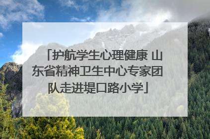护航学生心理健康 山东省精神卫生中心专家团队走进堤口路小学