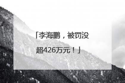 李海鹏，被罚没超426万元！