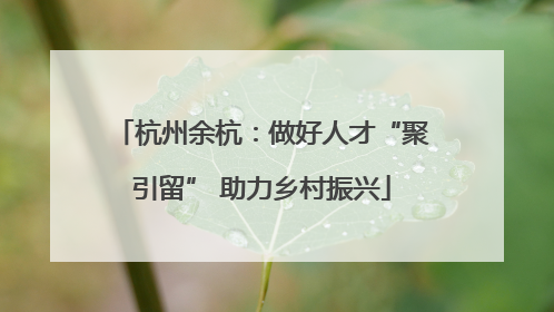 杭州余杭：做好人才“聚引留” 助力乡村振兴