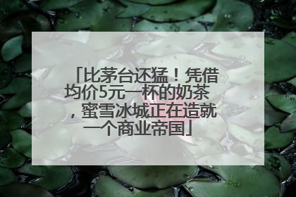 比茅台还猛！凭借均价5元一杯的奶茶，蜜雪冰城正在造就一个商业帝国