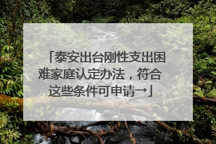 泰安出台刚性支出困难家庭认定办法，符合这些条件可申请→