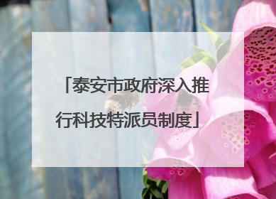 泰安市政府深入推行科技特派员制度