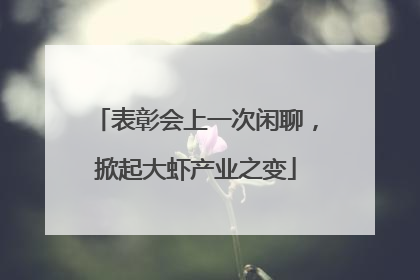 表彰会上一次闲聊，掀起大虾产业之变