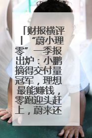 财报横评丨“蔚小理零”一季报出炉：小鹏摘得交付量冠军，理想最能赚钱，零跑迎头赶上，蔚来还在调整