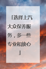 选择上汽大众保养服务，多一些专业和放心
