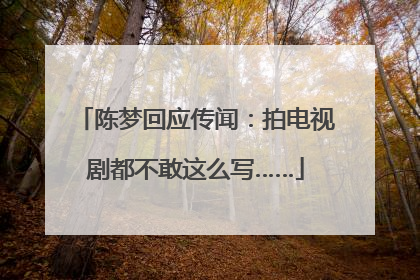陈梦回应传闻：拍电视剧都不敢这么写……